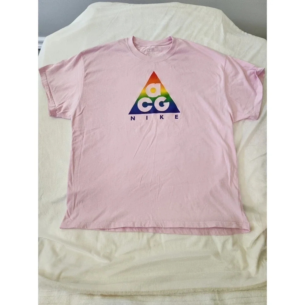 Nike ACG Men's Tshirt Pink XXL cotton pride LGBTQ+  small flaw see pics. Rainbow - Picture 2 of 9